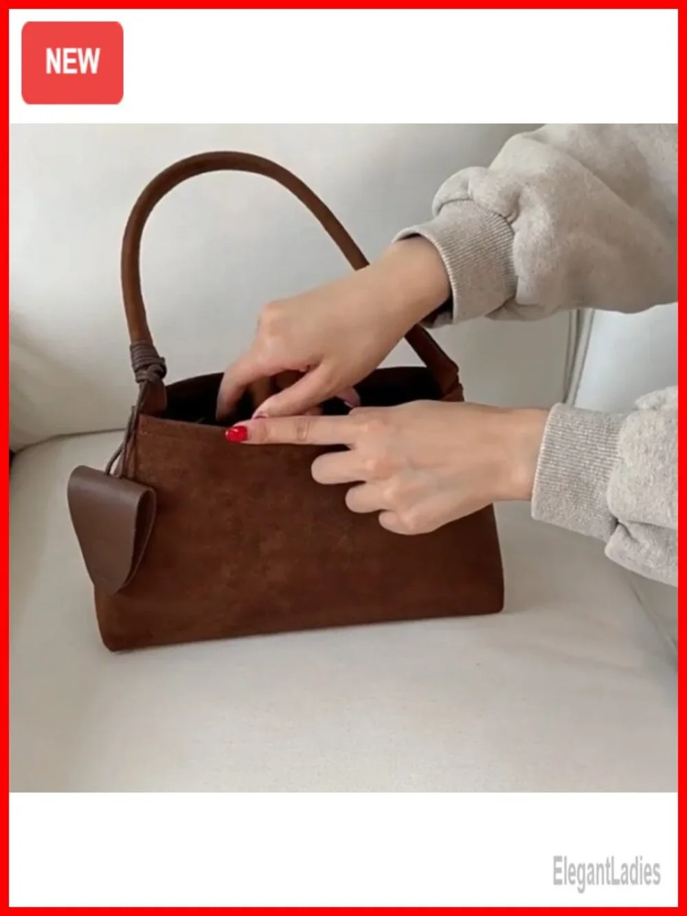 Faux Suede Top Handle Hobo Bag Large Capacity Tote Shoulder Crossbody